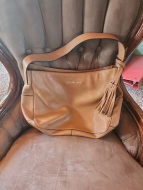 Michael Kors Cognac Leather Shoulder Hobo Bag